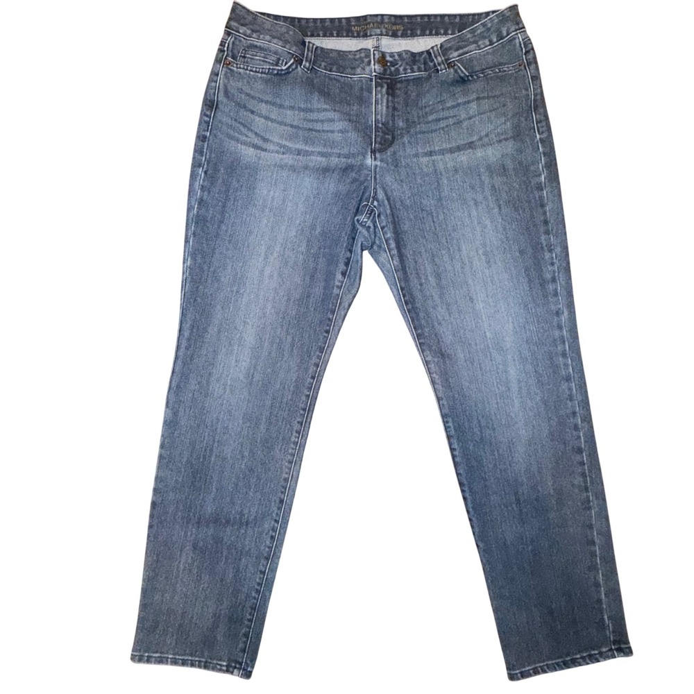 Michael Kors Womens Medium Wash Straight Leg Denim Jeans Blue Mid Rise Size 10